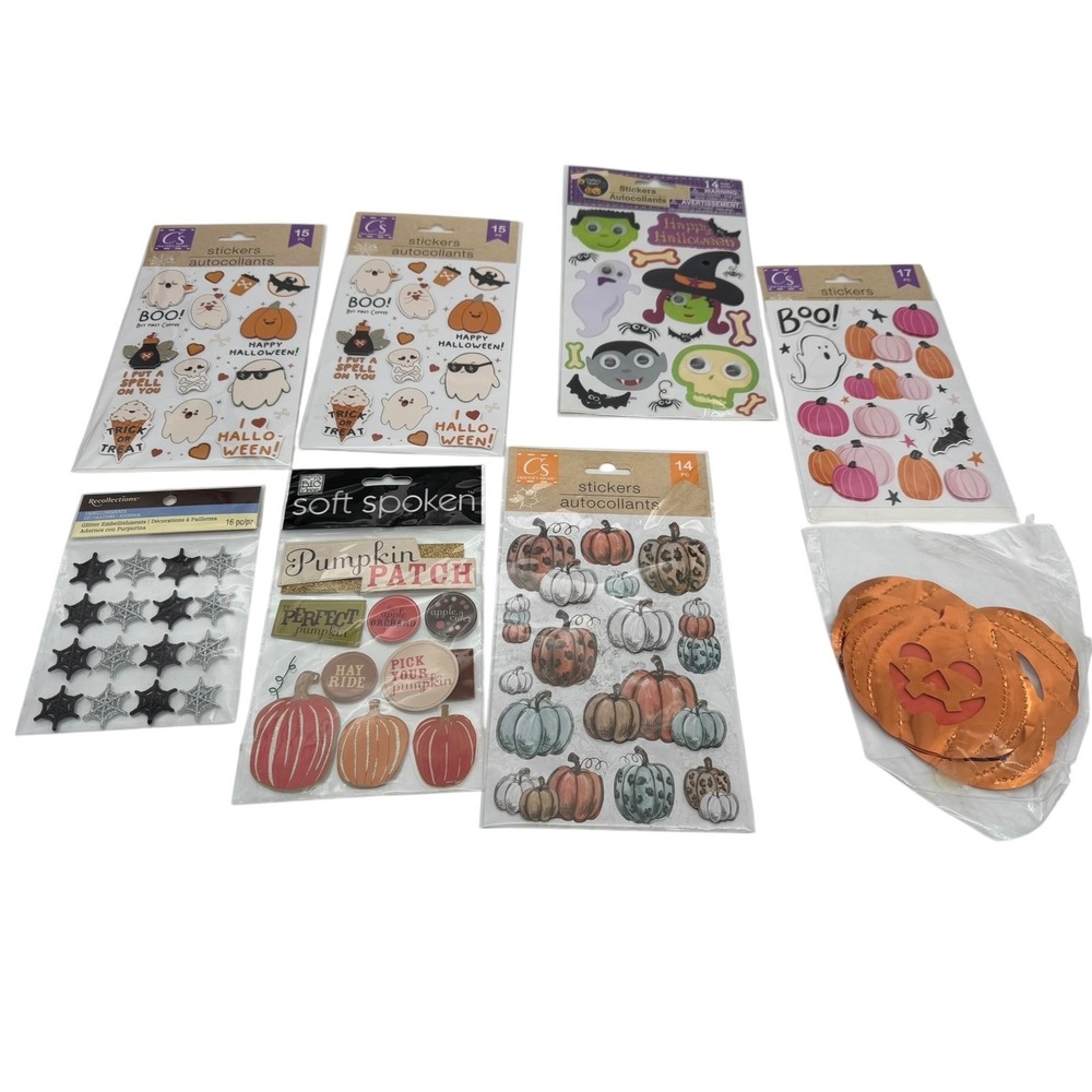 Halloween Sticker Bundle Crafters Square Soft Spoken Pumpkin Ghost Craft lot of8
